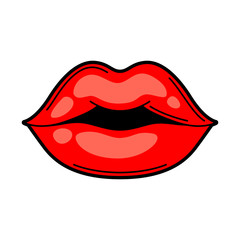 Lips retro tattoo symbol. Cartoon old school illustration