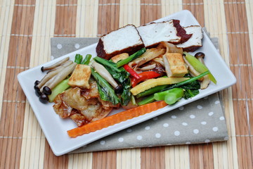 Fried mixed vegetables with tofu in Vegetable festival of Chinese.