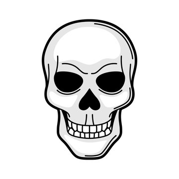 Skull retro tattoo symbol. Cartoon old school illustration