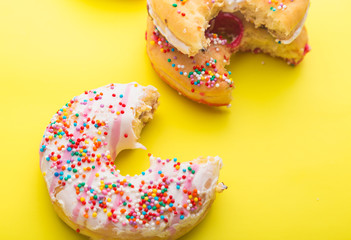 Donuts on color background