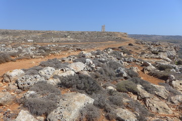 Desert landcape with tower