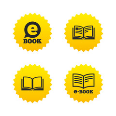 Electronic book signs. E-Book symbols.
