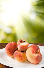 image of peaches on the table close up