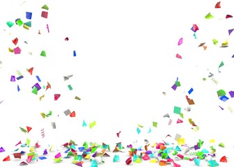 Bright and colorful confetti flying on the floor