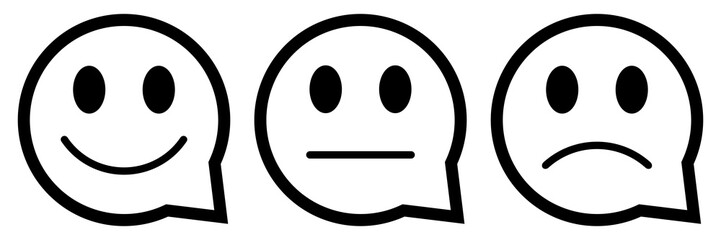 Fototapeta premium Moods - Simple flat black & white speech bubbles buttons, icons