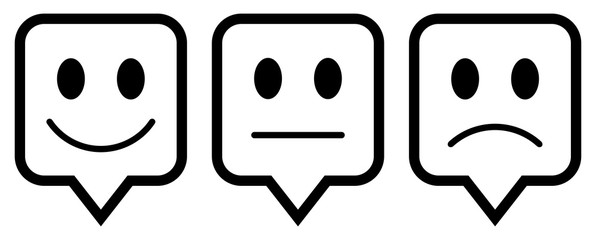 Moods - Simple flat black & white speech bubbles buttons, icons