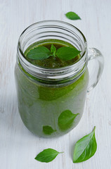Green smoothie with basil