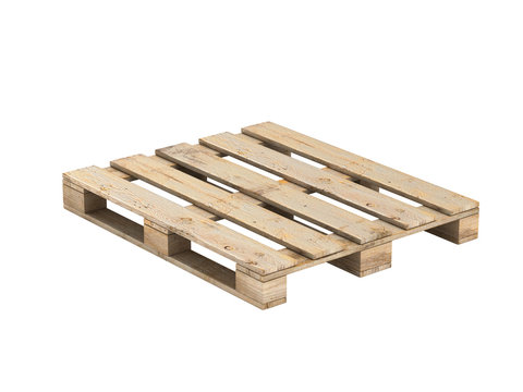 Wooden pallet without shadow. Isolated on white.3D illustration.