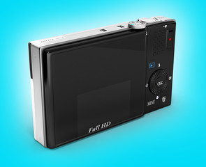 digital photo camera isolated on gradient background 3d render