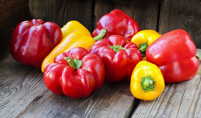 Red and yellow paprika peppers