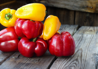 Red and yellow paprika peppers