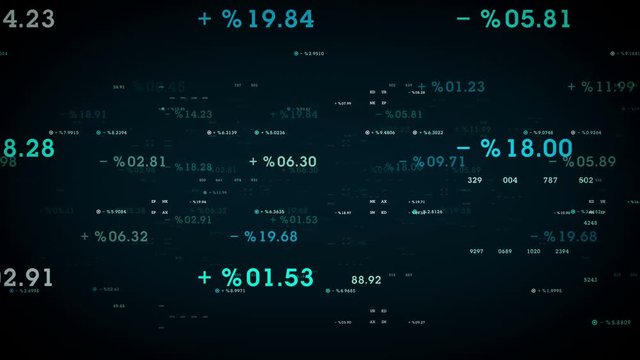 Percentages and Margins Blue - Percentages, margins and other data drift through cyberspace. All clips are available in multiple color options. All clips loop seamlessly.
