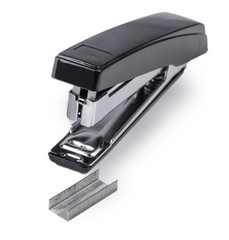 Black stapler and staples to him