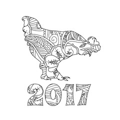 Stylish cock, or rooster and numbers 2017
