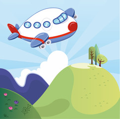 Obraz na płótnie Canvas Cartoon Airplane