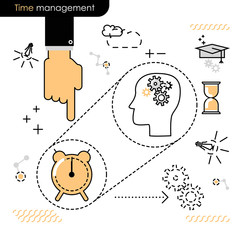 Time management. Vector illustration. Linear flat. Isolated on a