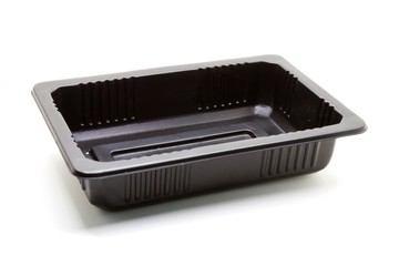 Black Plastic food container on white background