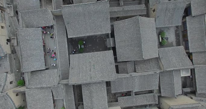 Aerial of Chinese ancient architecture, in shanxi province, pingyao old city