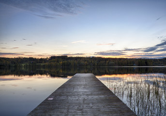 Naklejka premium Lonely pier during sunset.