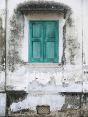 vintage window in an old building of Bangkok, thailand