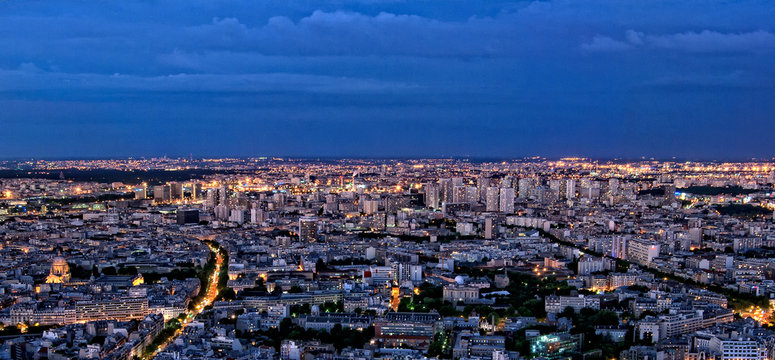 Paris panorama of skyline by night