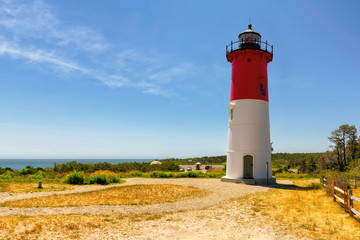 Fototapeta na wymiar Famous Cape Cod lighthouse, Nauset lighthouse, Massachusetts