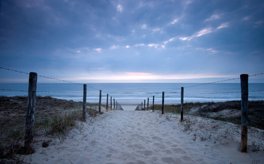 Sunset in the dunes at the coast of Zandvoort, The Netherlands