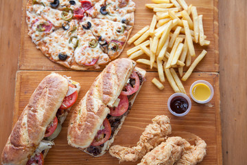 Combo meal sub sandwiches pizza chips chicken strips