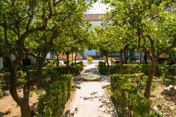 Fountain and gardens of Alcazar de los Reyes Cristianos, Cordoba, Andalusia province, Spain
