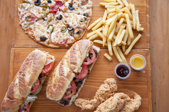 Combo Meal Sub Sandwiches Pizza Chips Chicken Strips