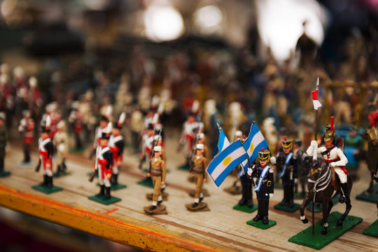 Toy soldiers in a street Market in the San Telmo neighborhood in Buenos Aires, Argentina