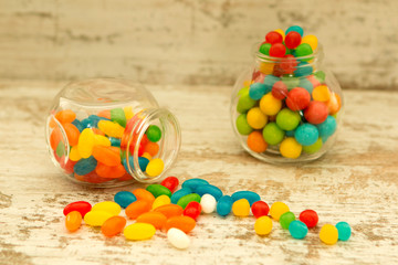 Many candy in glass with differents colors