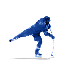 Fototapeta premium Ice hockey player, abstract geometric silhouette. Shooting hocke