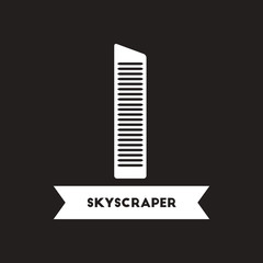 flat icon in black and white style building skyscraper  