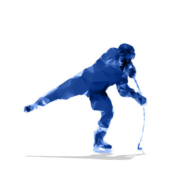Ice hockey player, abstract geometric silhouette. Shooting hocke