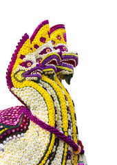 Obraz premium Serpent made of flowers Isolated white background