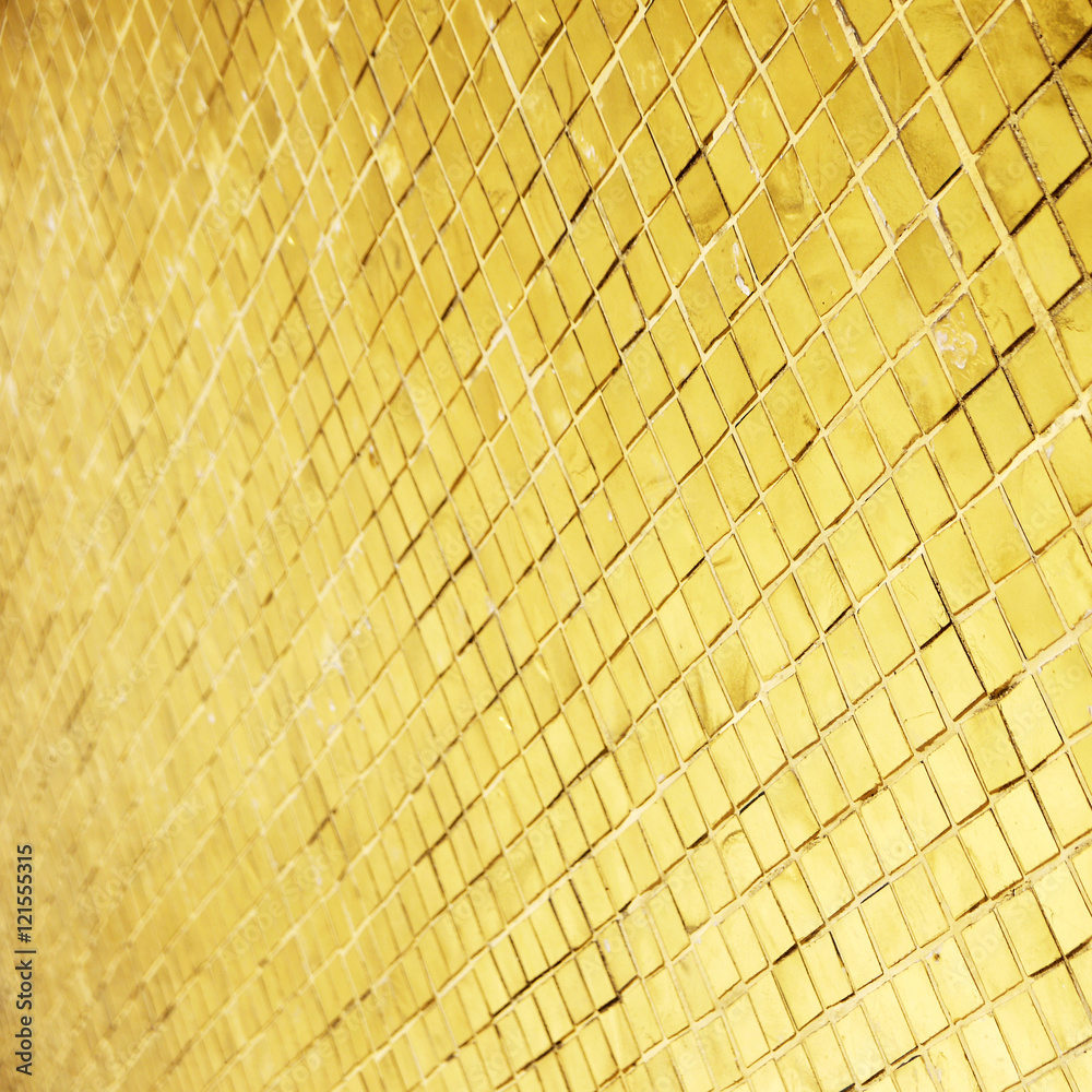 Wall mural gold tile wall texture closeup