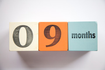 Block numbers and letters for newborn baby age 9 month