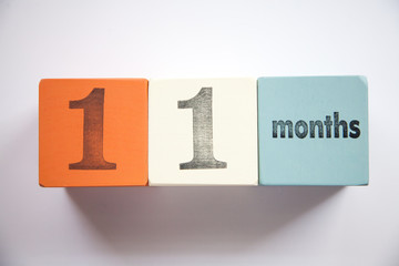 Block numbers and letters for newborn baby age 11 month