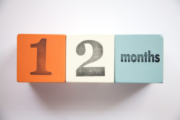 Block numbers and letters for newborn baby age 12 month