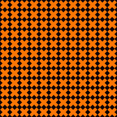 Seamless pattern in Halloween traditional colors. Abstract repeated bright crosses background.