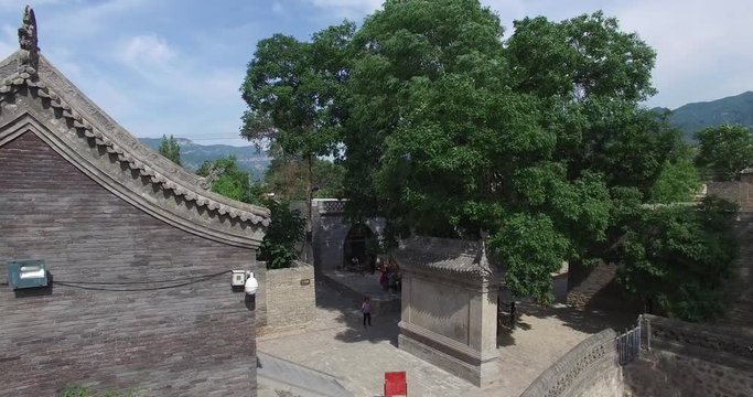 Aerial of Chinese ancient architecture, in shanxi province, pingyao old city