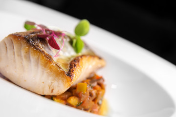 closeup fillet fish steak