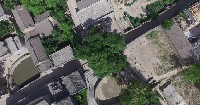 Aerial of Chinese ancient architecture, in shanxi province, pingyao old city