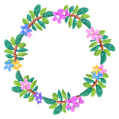 Plasticine  colorful floral frame sculpture isolated on white
