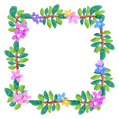 Plasticine  colorful floral frame sculpture isolated on white

