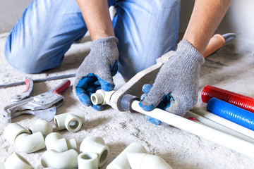 Plumber welded plastic pipes