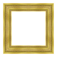 Fototapeta premium picture frame wooden carved frame pattern isolated on white background