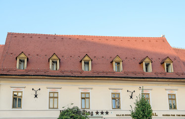 Fototapeta na wymiar Detail of houses situated near downtown of Sibiu, Romania