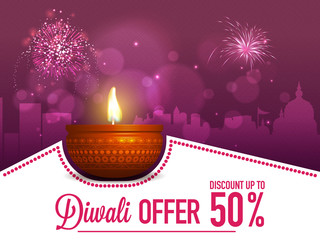 Obraz premium Diwali Sale Poster, Banner or Flyer design.